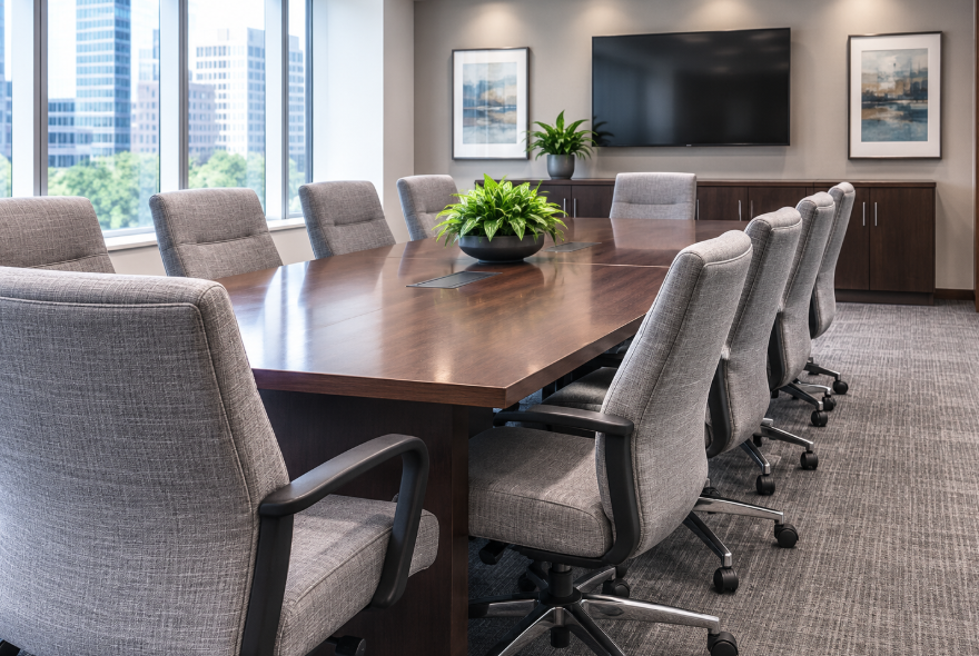 Professional commercial upholstery cleaning for conference room chairs and office furniture in Boston MA